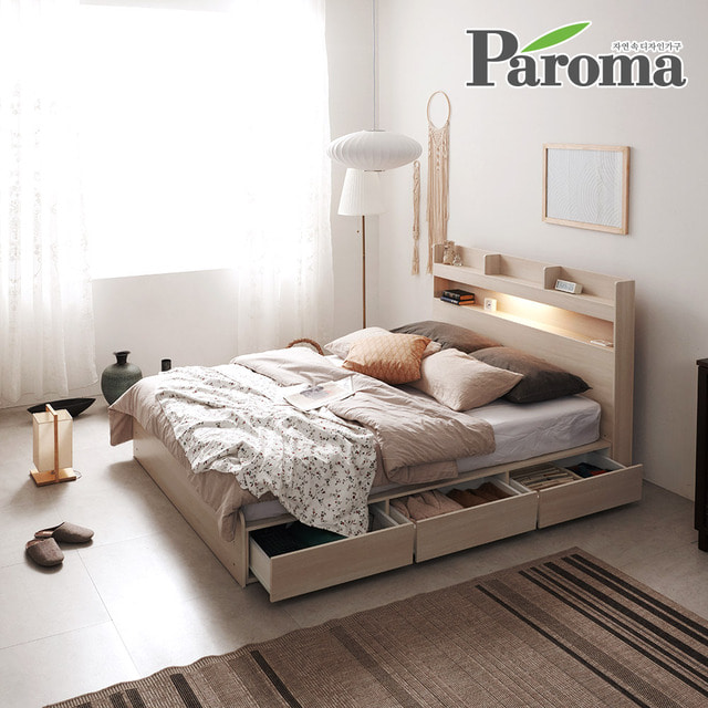 파로마-파로마 라피 LED 침대 하부수납형 3단서랍 퀸Q